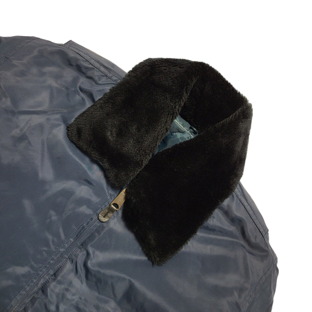 80s Vintage Navy Blue Zipped Jacket Uk Men's Size XL