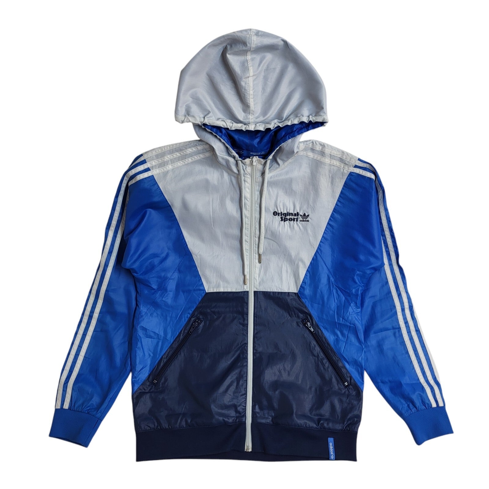 Adidas Grey Blue Vintage Y2k Windbreaker Sports Jacket UK Men's Size Small