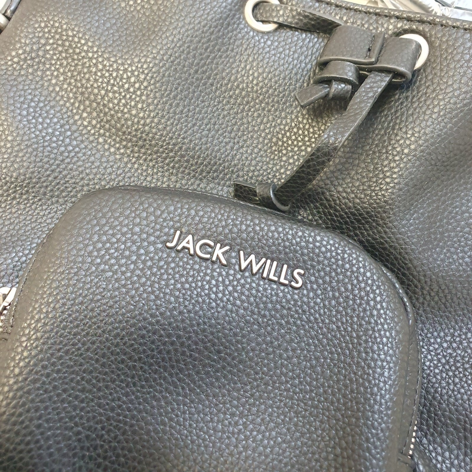 Jack Wills 100% Vegan Faux Leather Drawstring Shoulder Bag 11" X 10" BNWT RRP£50