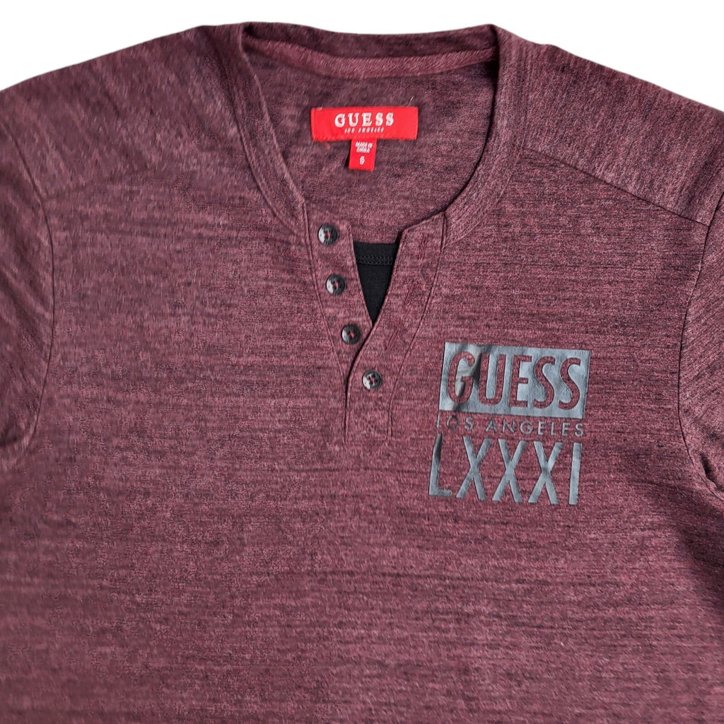 Guess Y2K Maroon Short Sleeve Slim Fit Polo T- Shirt Men's Size S