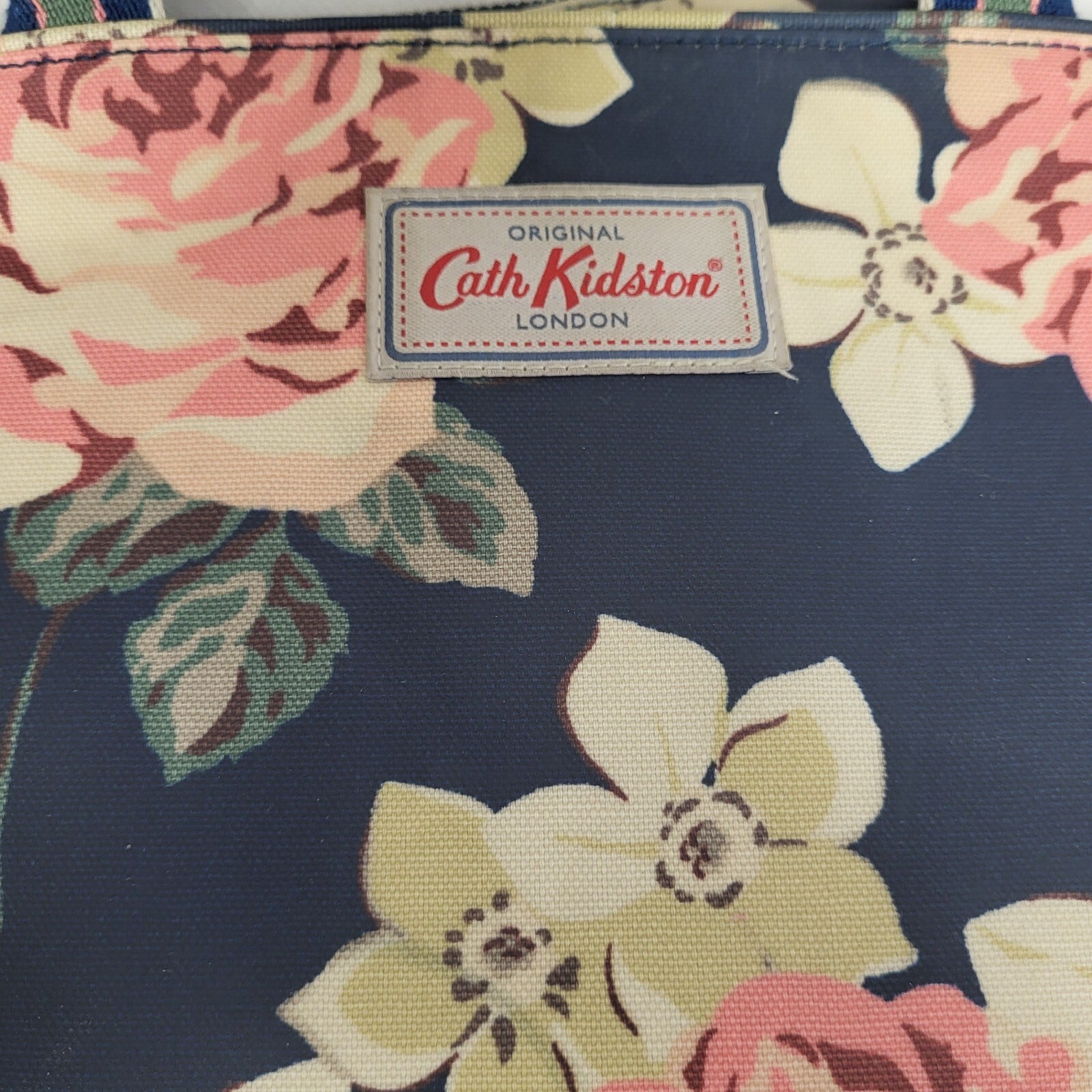 Cath Kidston Blue Pink Zip Floral Shoulder Bag & Purse Uk Women's Size 9" x 13"