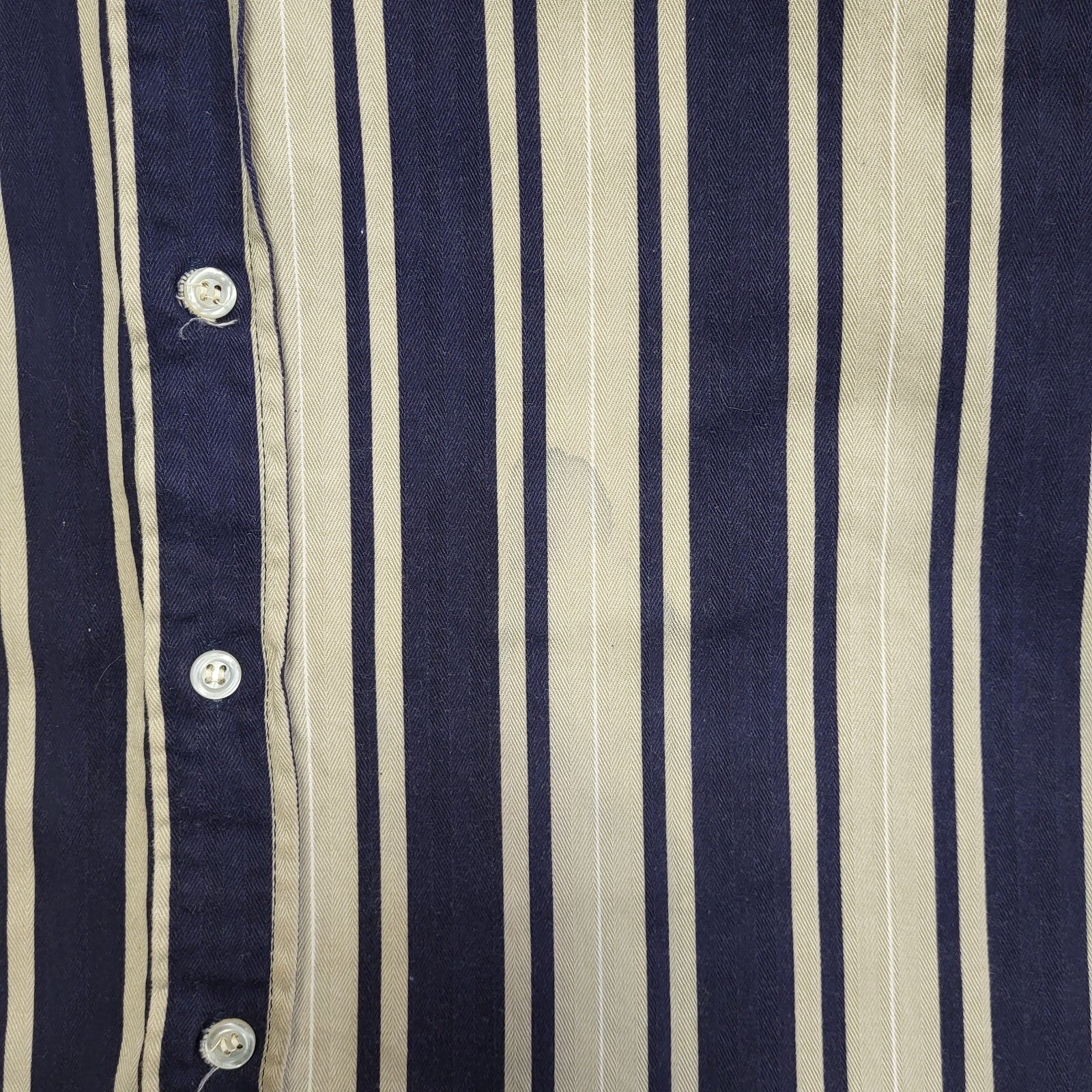 Heavy Construction 90's Blue & Beige Striped Long Sleeve Shirt Men's UK Size XL
