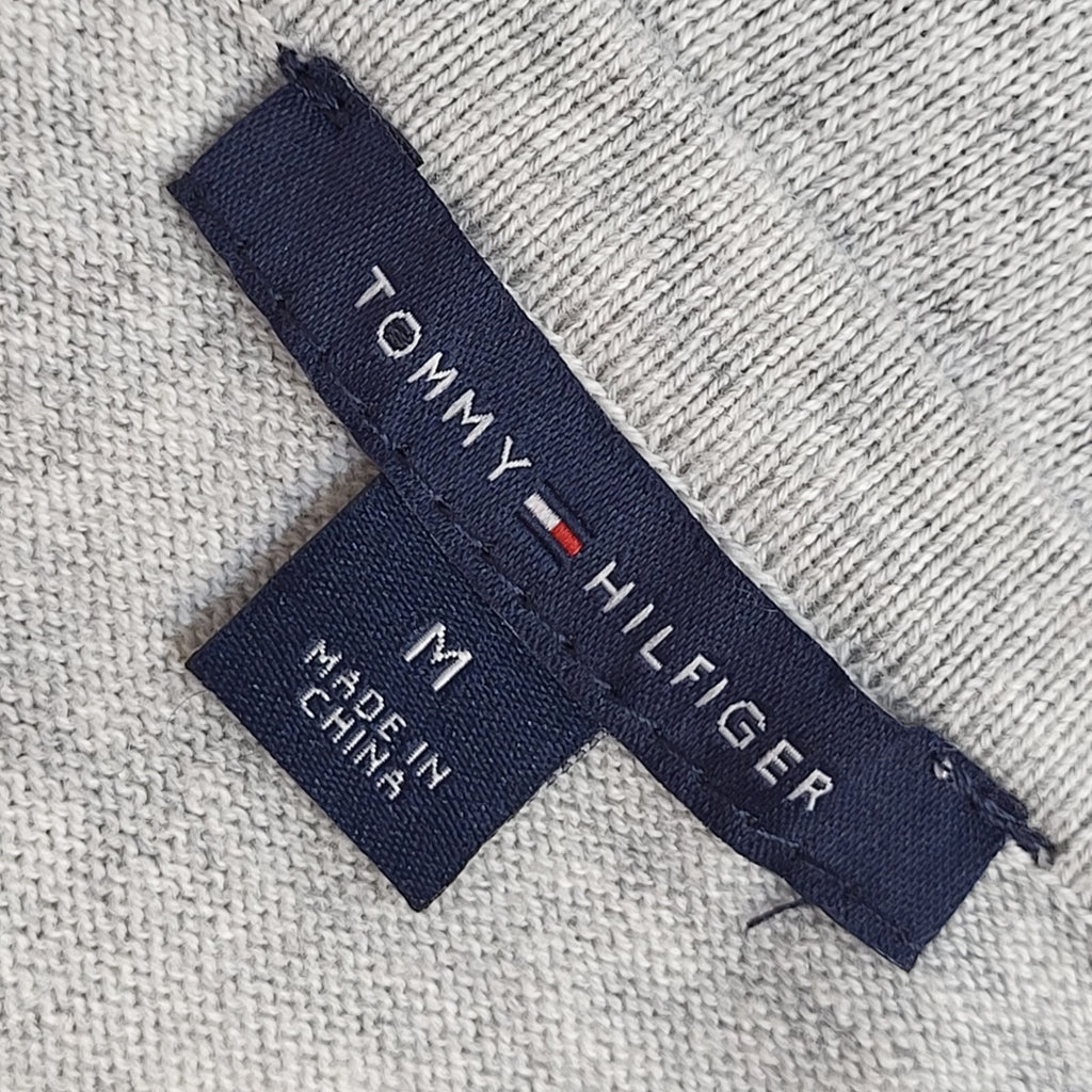 Tommy Hilfiger Y2K Grey & White Argyle V-Neck Jumper UK Women's Size M