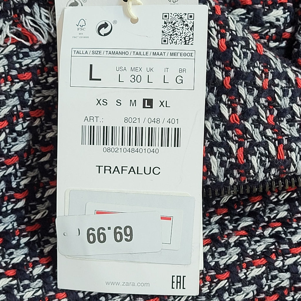 Zara Red & Blue Modern Full Zip Collared Jacket BNWT UK Women's Size L
