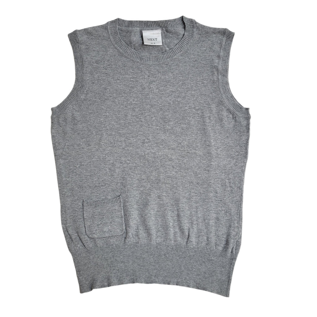 Next Grey Vintage Y2K Sleeveless Round Neck Top UK Women's Size 12
