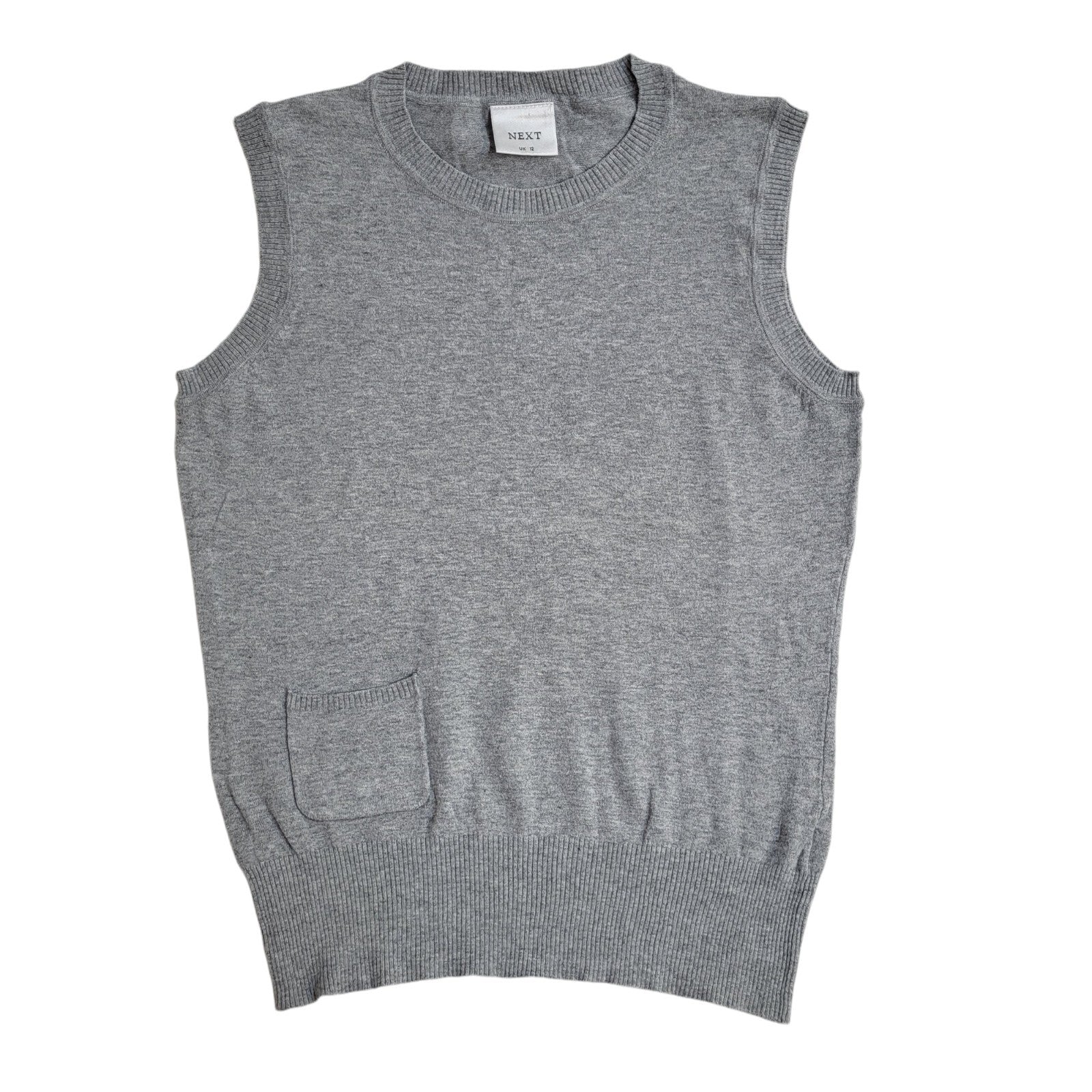 Next Grey Vintage Y2K Sleeveless Round Neck Top UK Women's Size 12
