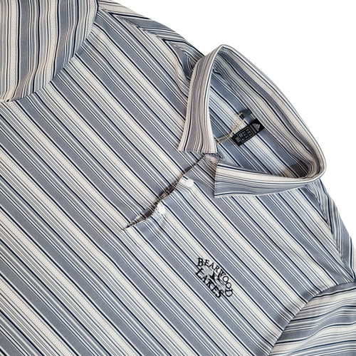 Adidas Bearwood Lakes White & Blue Striped Polo Shirt Uk Men's Size XL Bnwt
