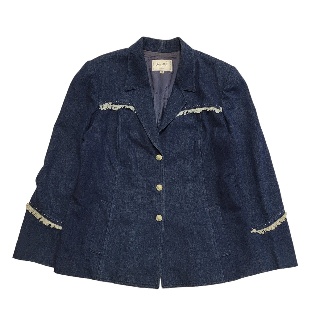 Vintage 90s Navy Blue Button Casual Jacket Uk Women's Size 18