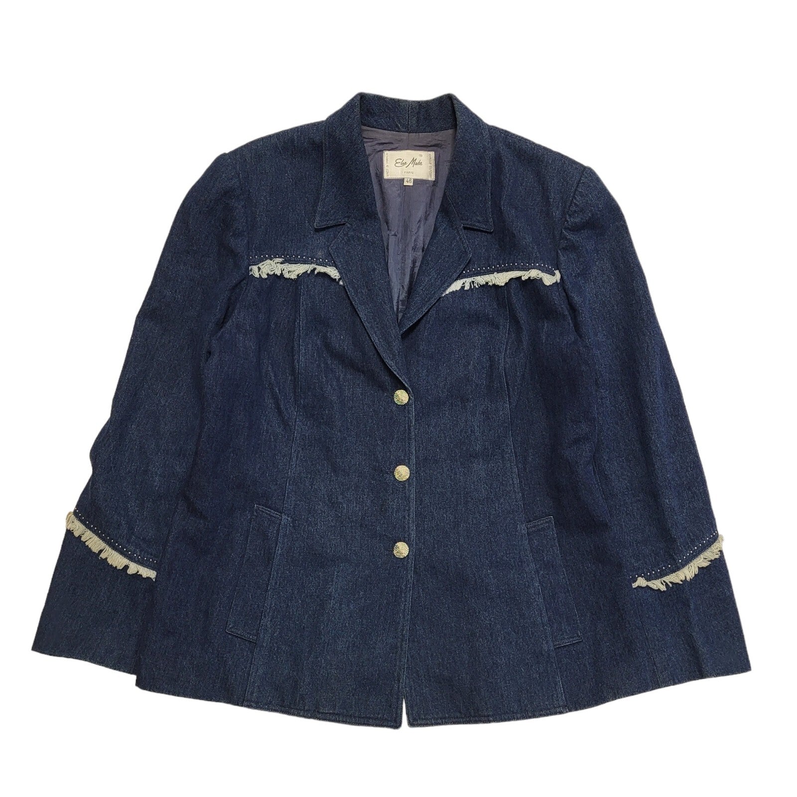 Vintage 90s Navy Blue Button Casual Jacket Uk Women's Size 18