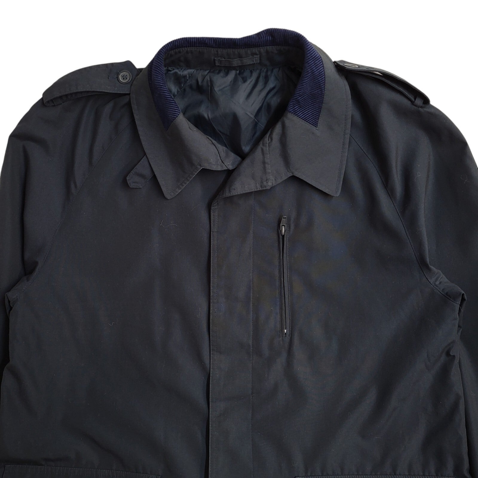 C&A Navy Blue 70s Button Vintage Overcoat Uk Men's Size Large