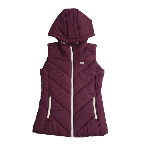 Adidas Vintage Y2k Burgundy Hooded Gilet Uk Women's Size 6