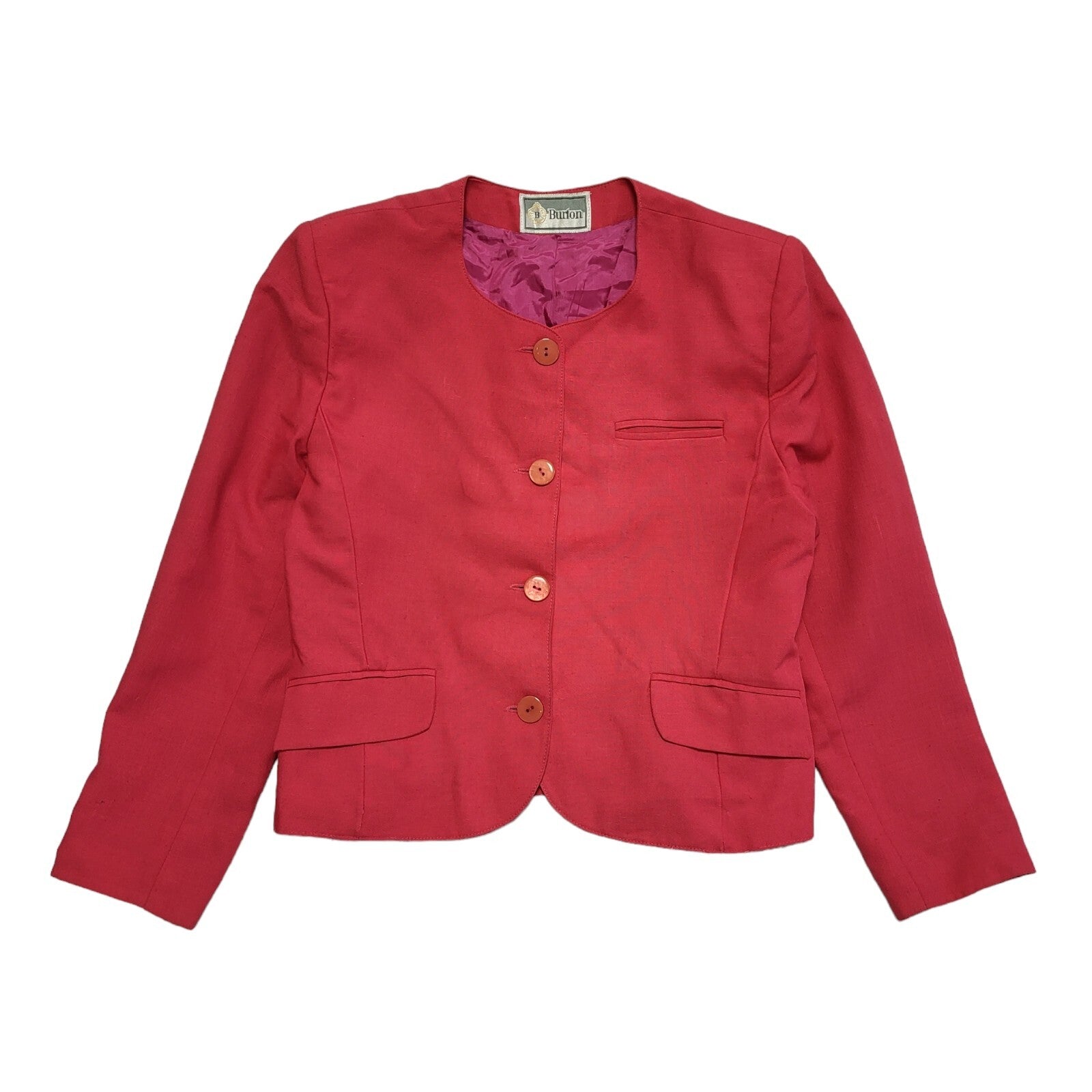 Burton Pink 80s Button Dress Jacket Uk Women's Size 12