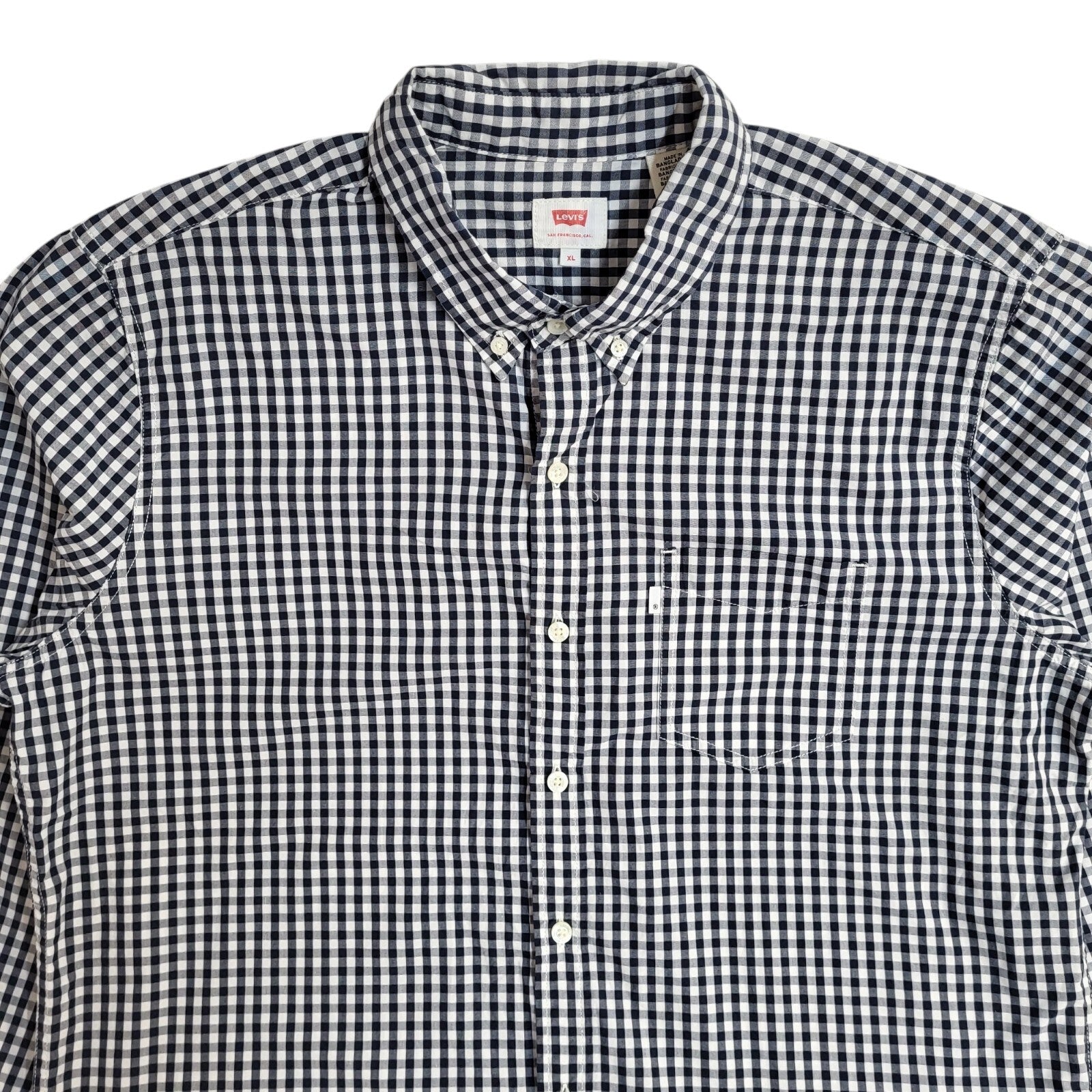 Levi's  Blue & White Checked Modern Long Sleeve Shirt UK Men's Size XL
