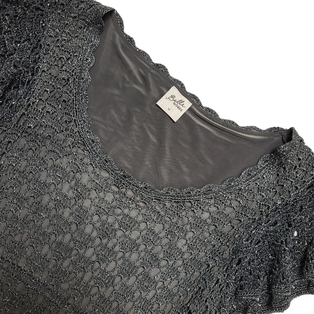 Belle By Oasis Y2K Grey Laced Short Party Dress UK Size Medium