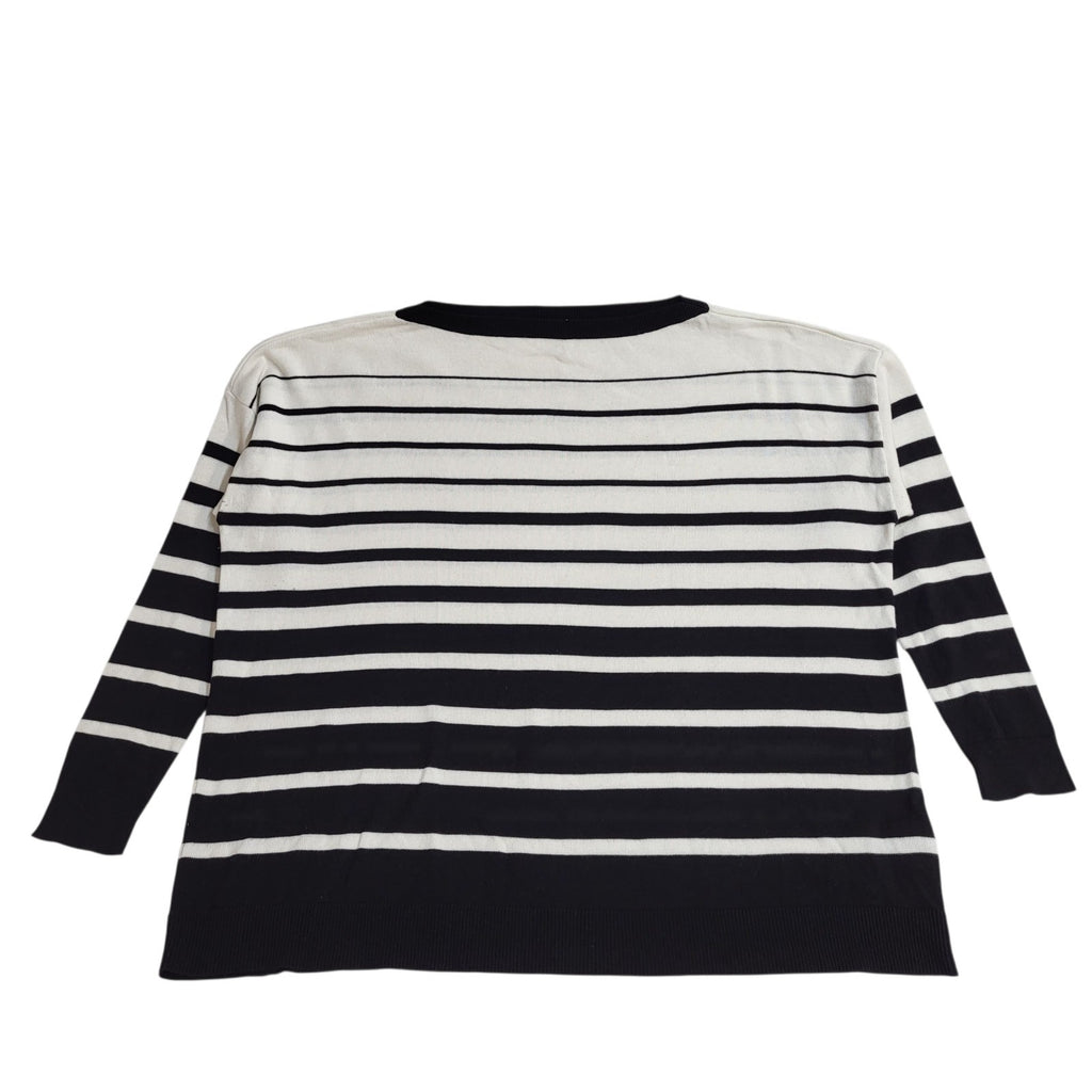 Ralph Lauren  Jumper Vintage White Black Boat Neck (Usa L) Women's Uk Size 16