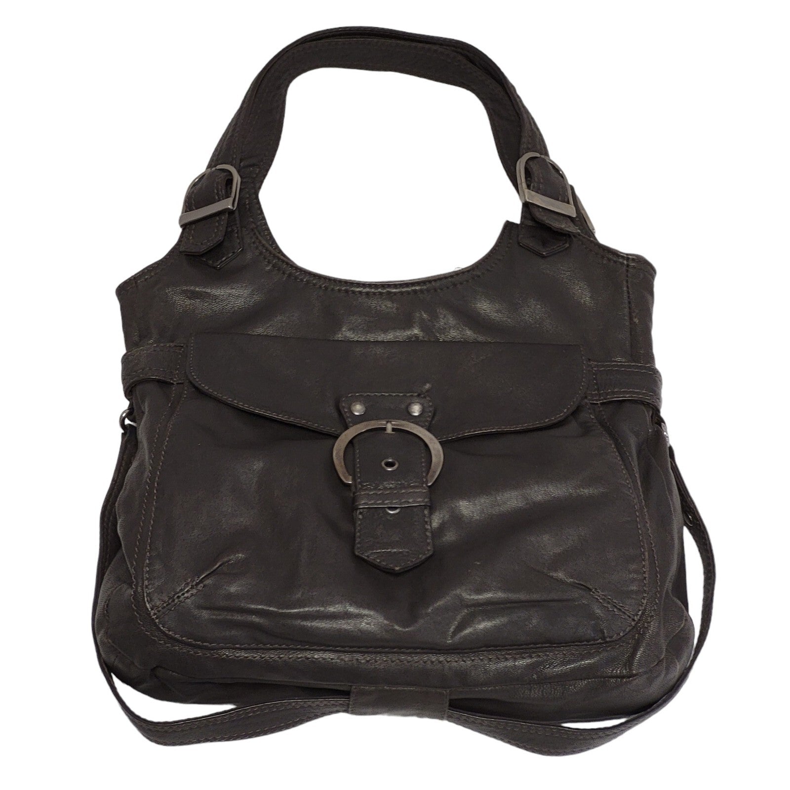 Ted Baker Brown Clasp Leather Medium Hand Bag Uk Women's Size 13.5" x 13.5"