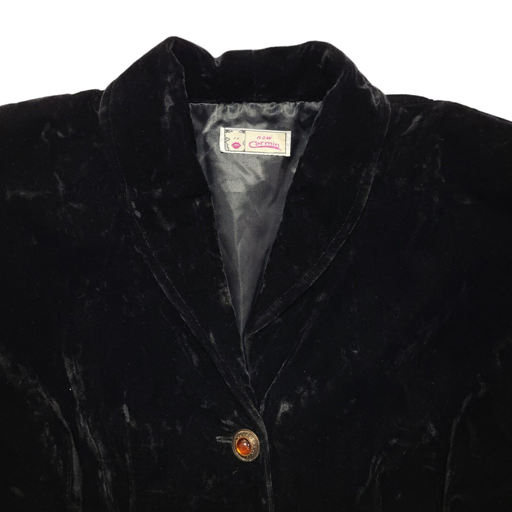 Now Carmin 90s Vintage Black Velvet Cropped Jacket Uk Women's Size 14