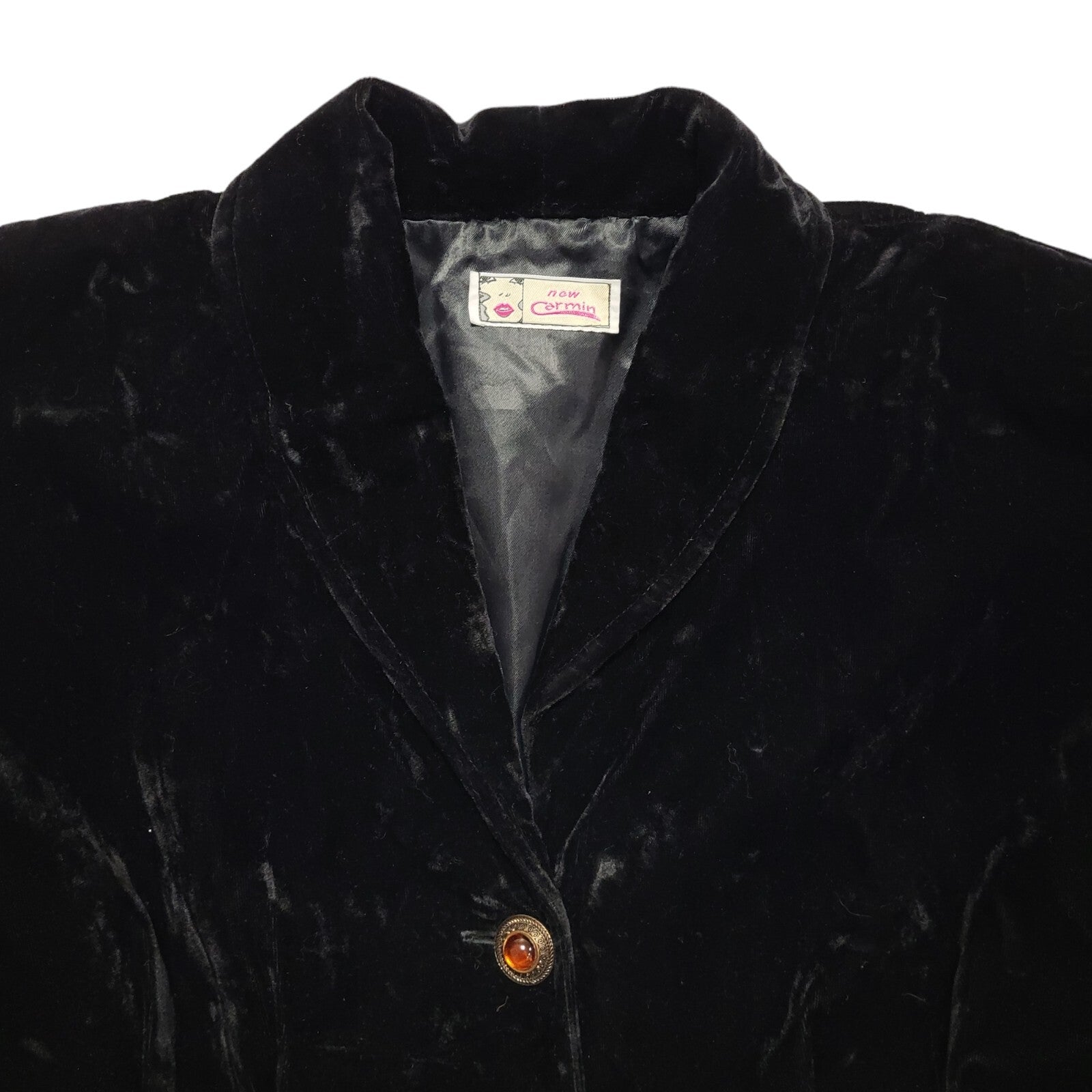Now Carmin 90s Vintage Black Velvet Cropped Jacket Uk Women's Size 14