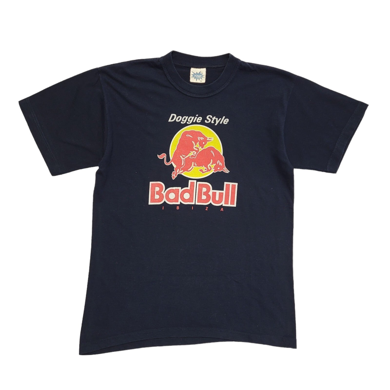 Planet Vintage Y2K Blue Badbull Ibiza Doggie Style Short Sleeve T-Shirt Womens M