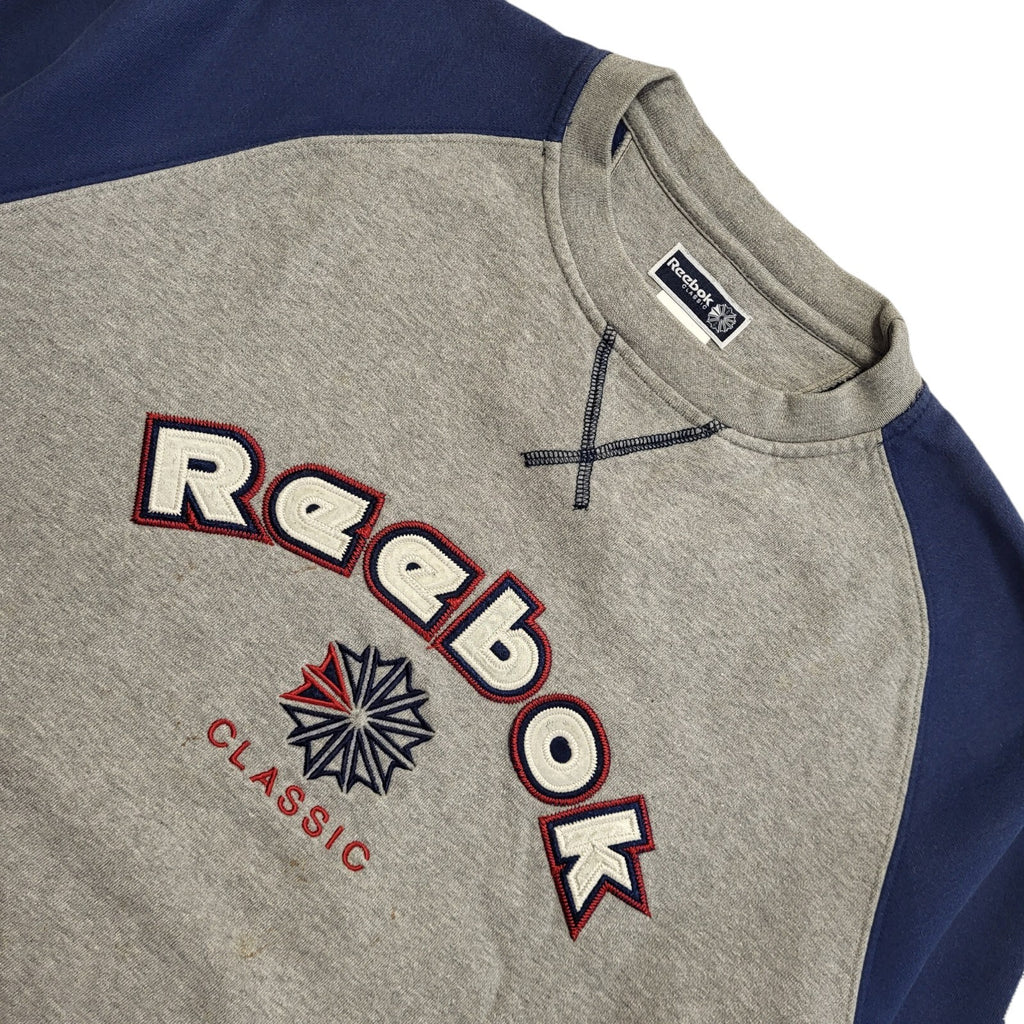 Reebok Grey & Blue Vintage 90s Sweatshirt Uk Men's Size Small