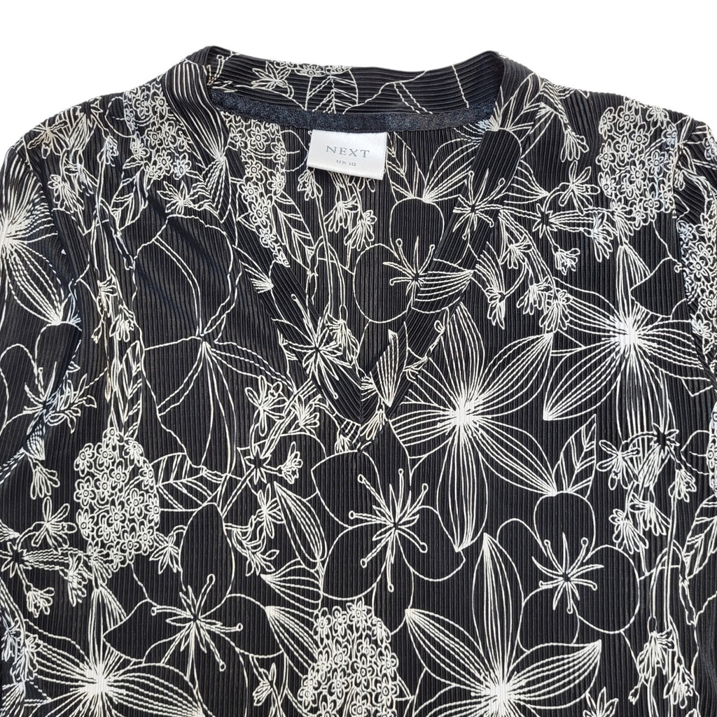 Next Vintage Y2K Black & White Floral Long Sleeve Women's UK 10