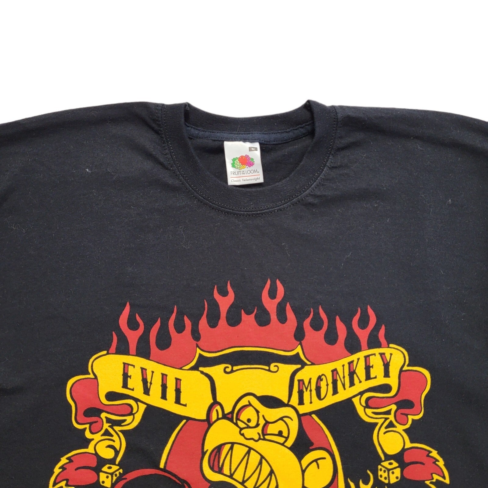 Fruits Of Loom Vintage Y2K Black Evil Monkey Short Sleeve T-Shirt Mens UK Size M