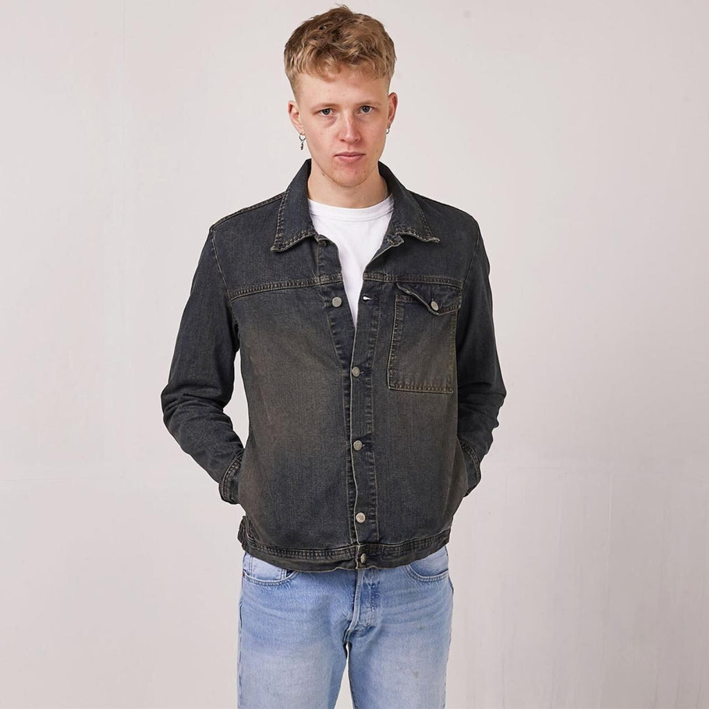 FCUK Vintage 90's Blue/Brown Button Up Collared Denim Jacket Men's UK Size M