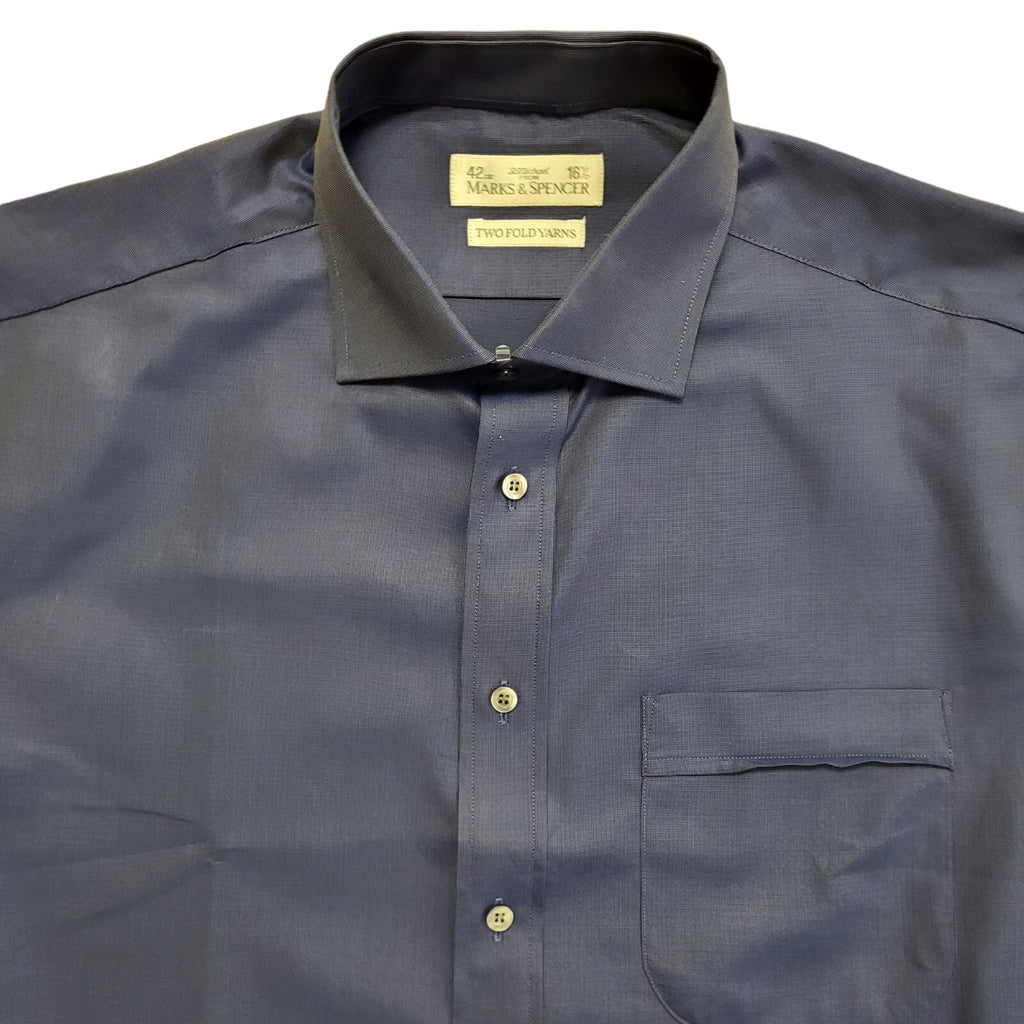 Marks & Spencer Vintage Y2K Dark Blue Long Sleeve Shirt Uk Men's Size XL