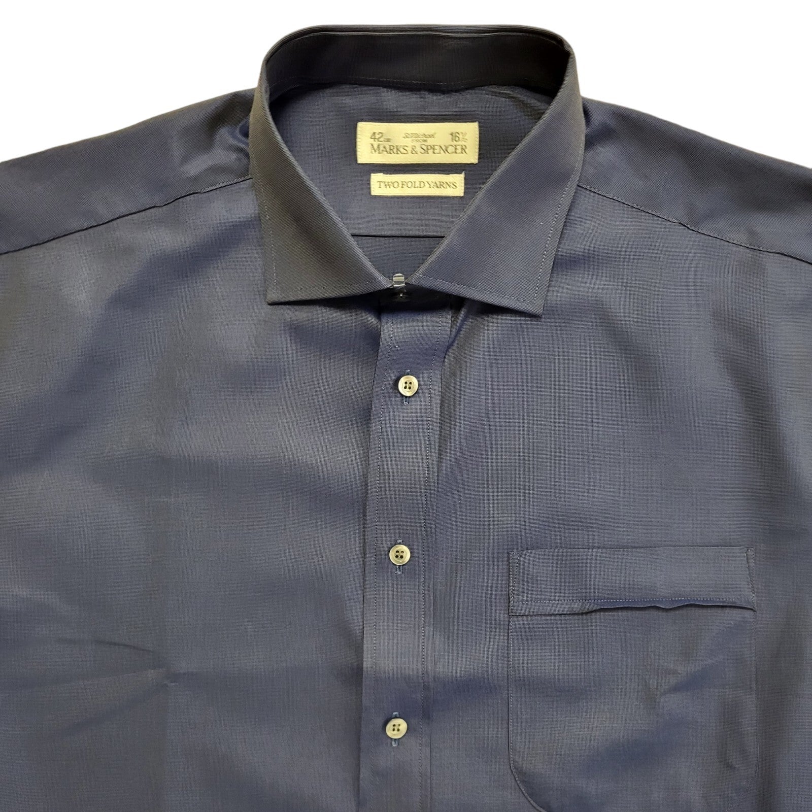 Marks & Spencer Vintage Y2K Dark Blue Long Sleeve Shirt Uk Men's Size XL