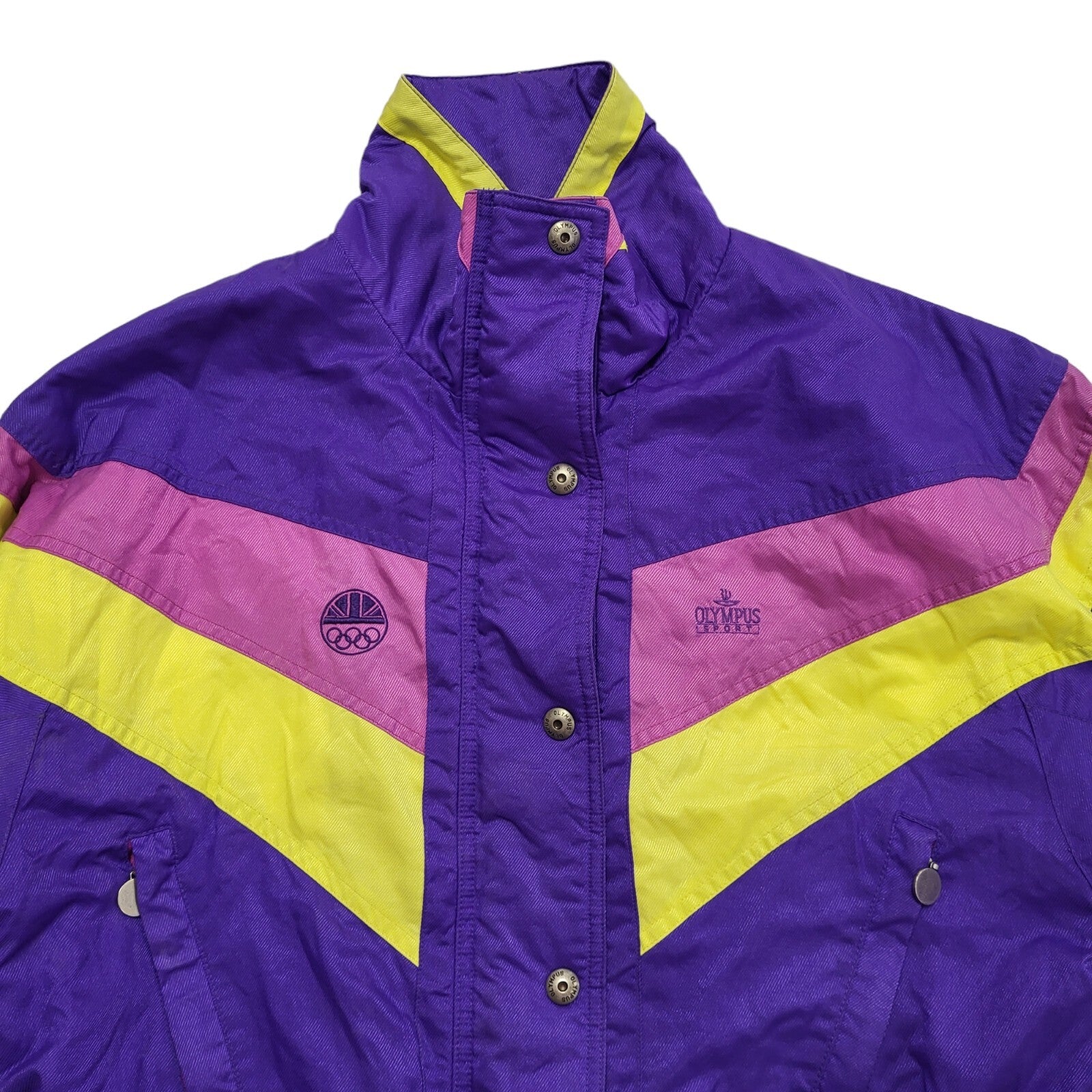 Olympus Sports Purple 80s Vintage Zip & Snap Jacket Uk Women's Size 10