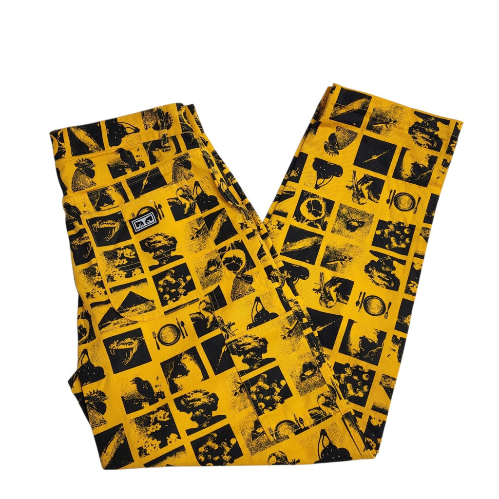 Obey Clothing Y2K Yellow Straight Leg Jeans Uk Men's S W30-32 L29