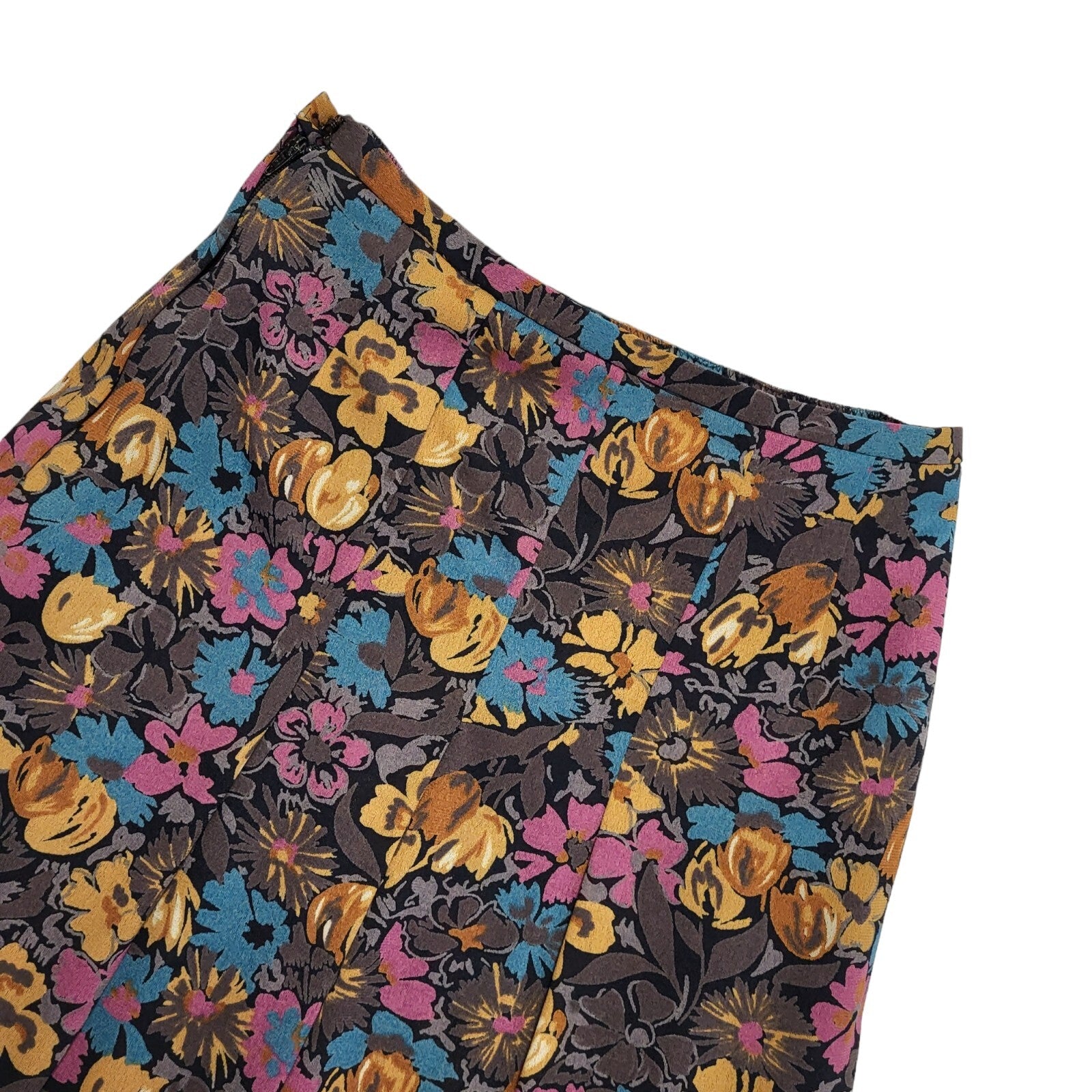 Vintage 70s Pink Blue Floral Pleated Skirt Uk Women's Size 8 W26