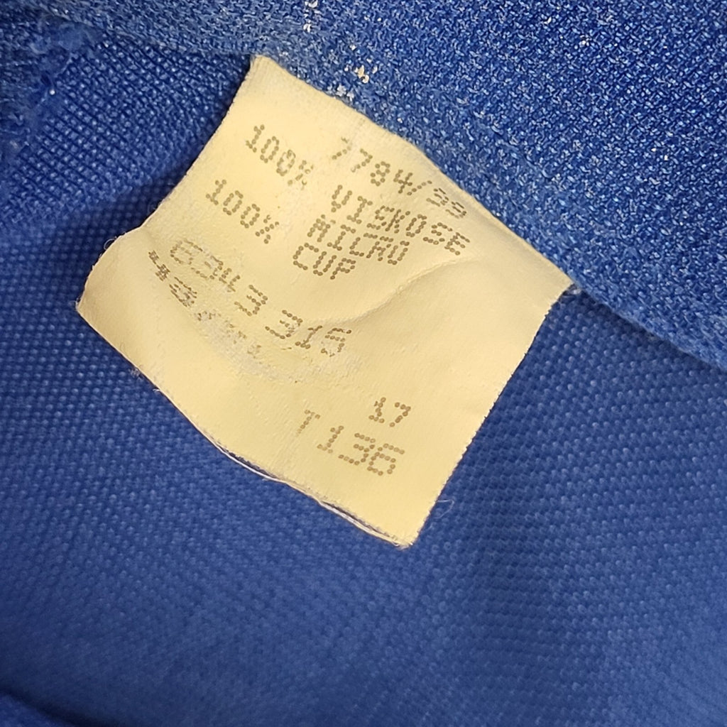 Hatico 90s Blue Solid Short Sleeve Retro Shirt Uk Men's Size XL