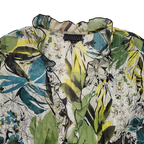 Antonino Philosophy Y2K semi sheer blouse with lettuce hem details Women's Uk 12