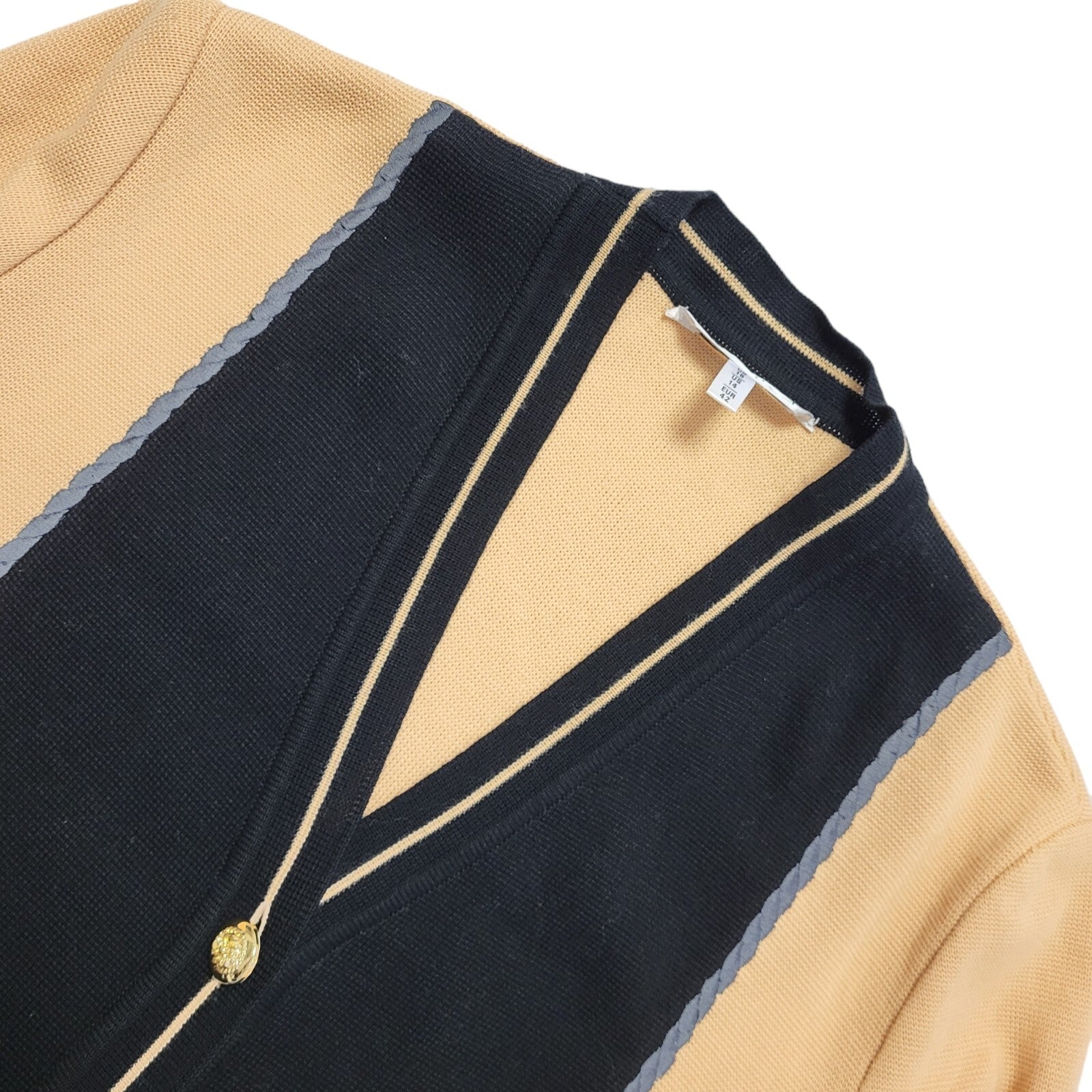 Tricoville Vintage 90s Black Orange Button Cardigan Uk Women's Size 16