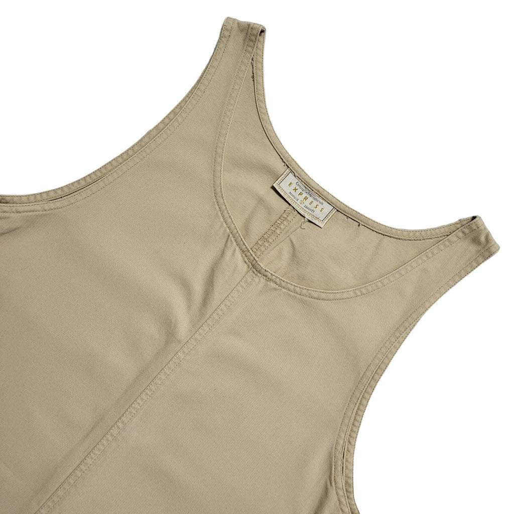 Express Vintage 90s Beige Sleeveless Denim Dress Uk Women's Size 12 W30-34