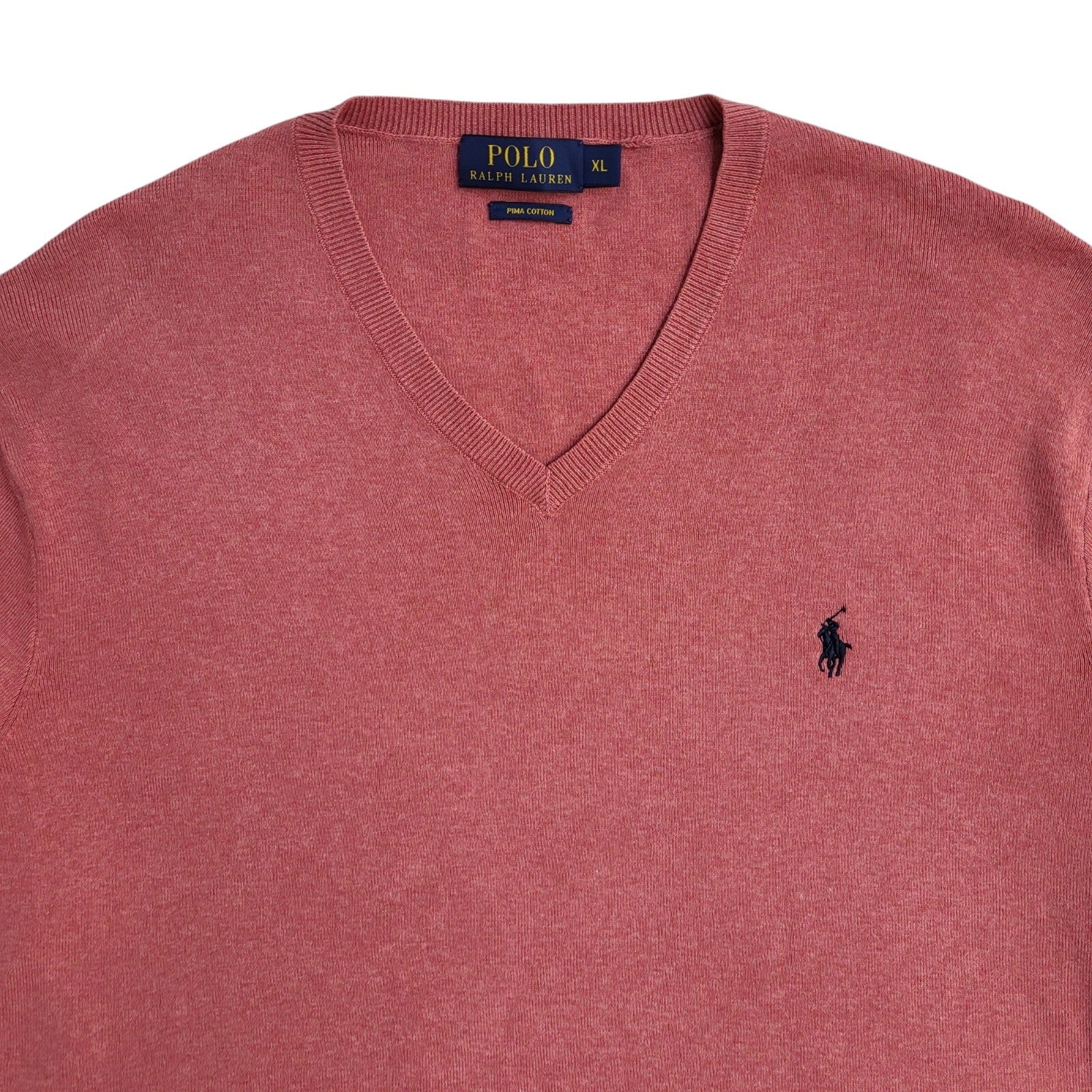 Polo Ralph Lauren Y2K Pink V- Neck Long Sleeve Jumper Men's UK Size XL