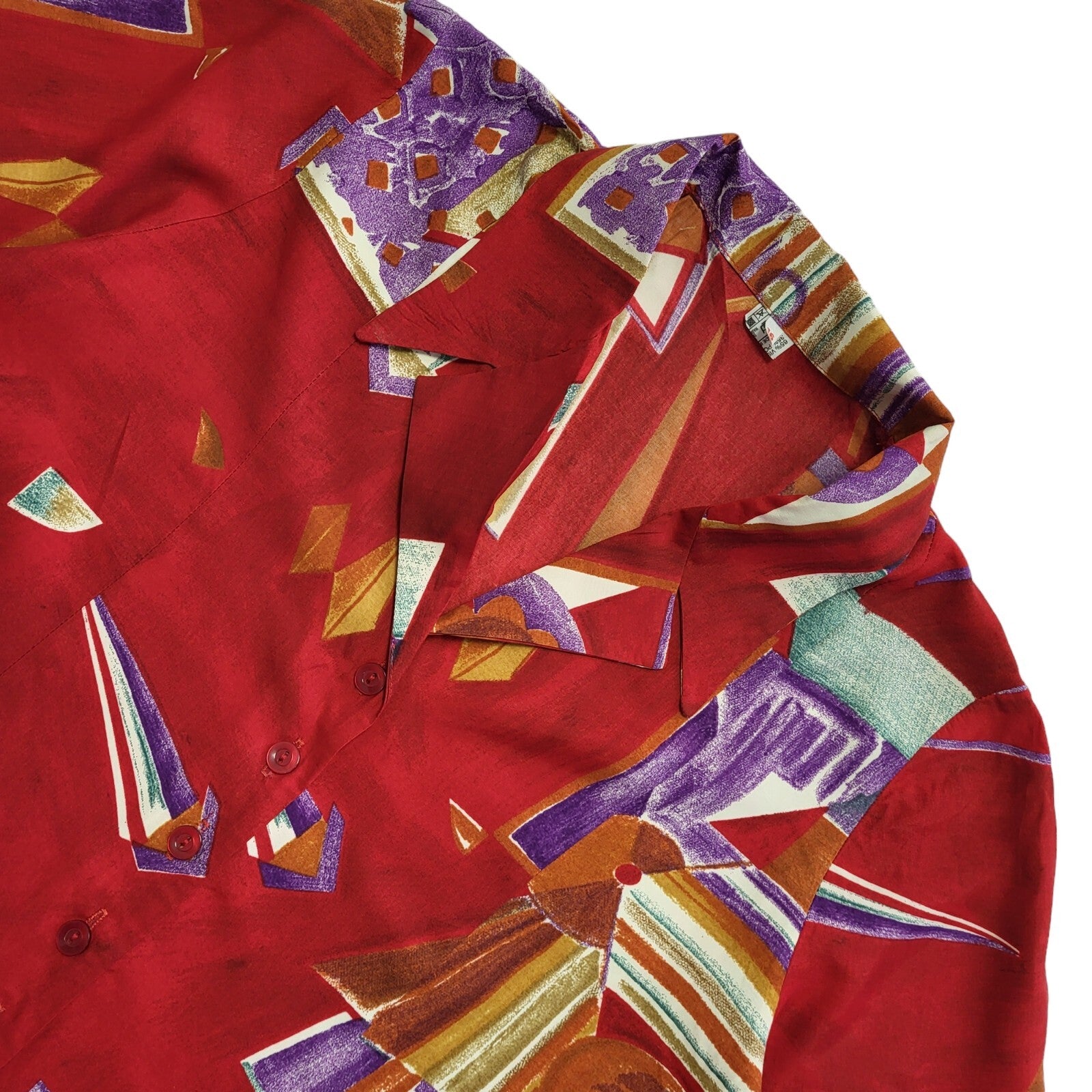 Vintage 90's  Red Short Sleeve Round Neck Womens Shirt UK Size 16