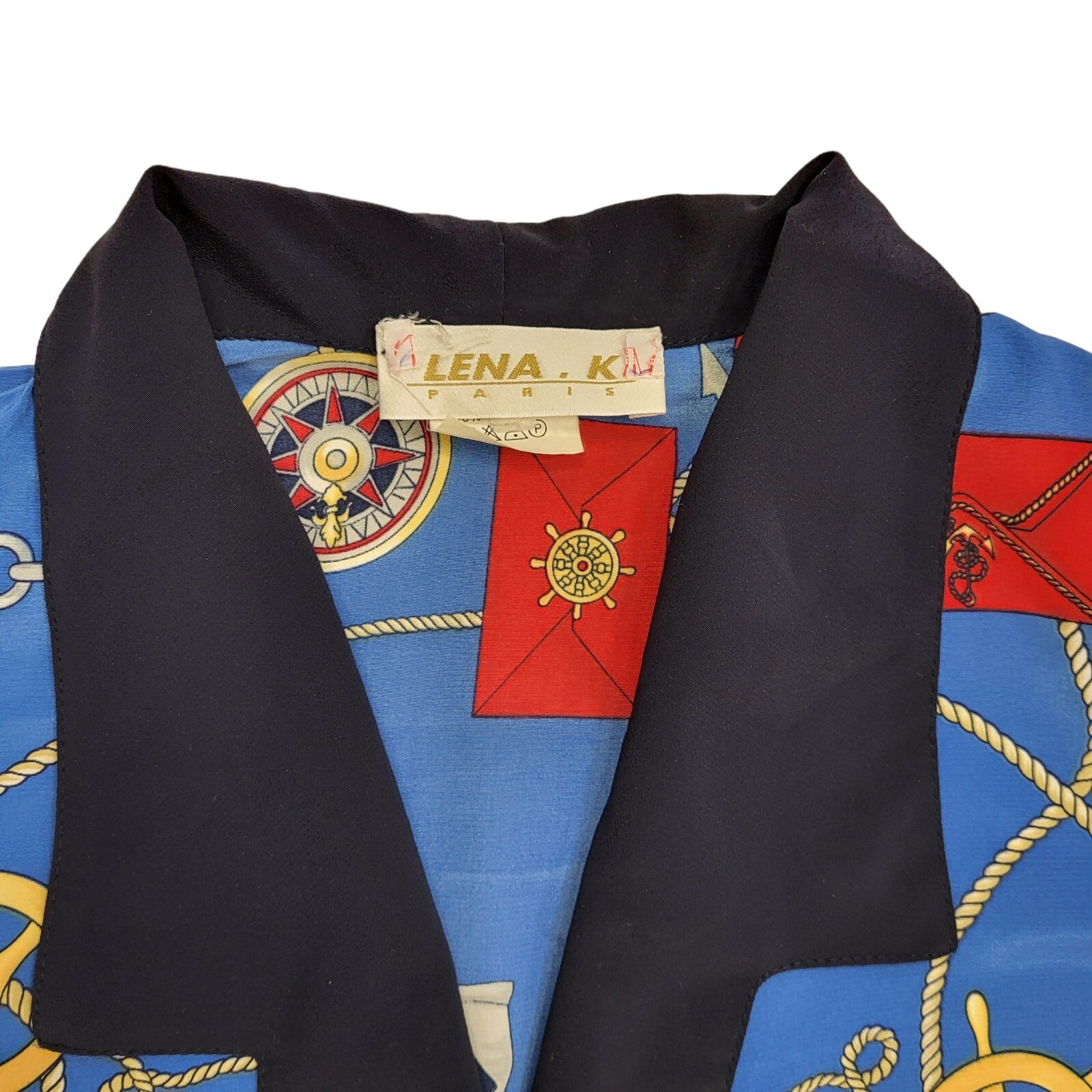 Lena K Paris Blue Nautical Collared Daywear Dress Women's 16