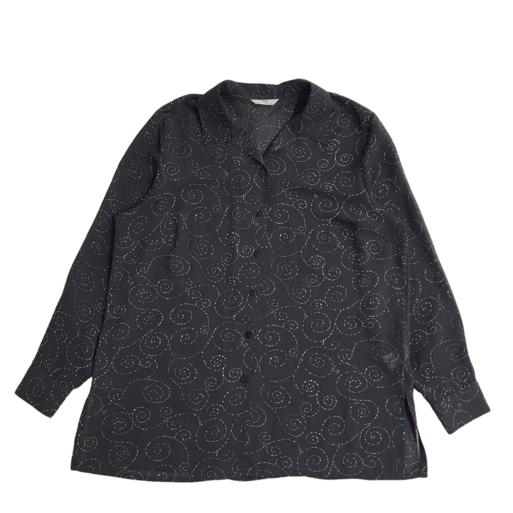 Marks and Spencer Black & Gold 90's Long Sleeve Swirl Shirt Women's UK Size 16