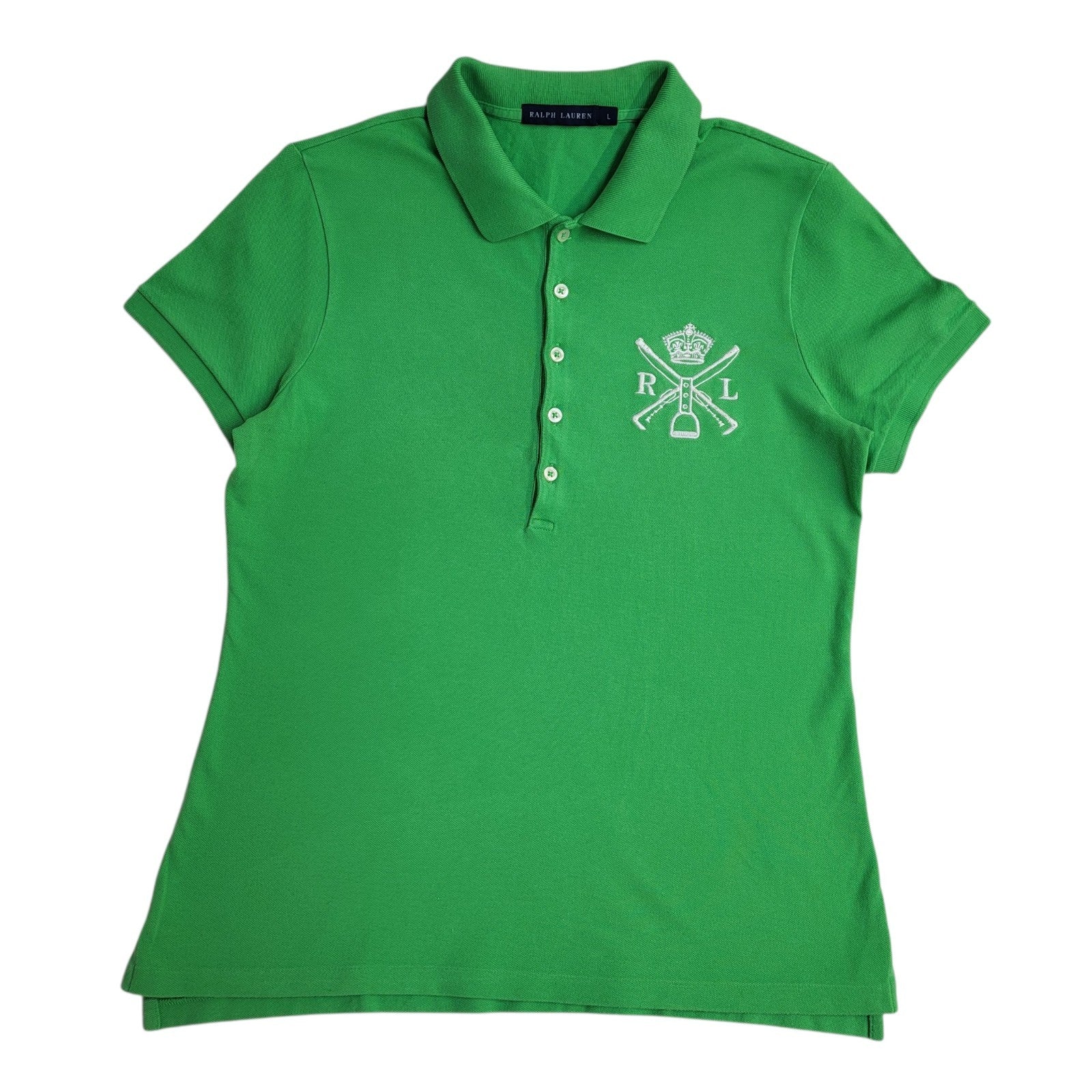 Ralph Lauren Polo Shirt Vintage Y2K Green Uk Women's Size L