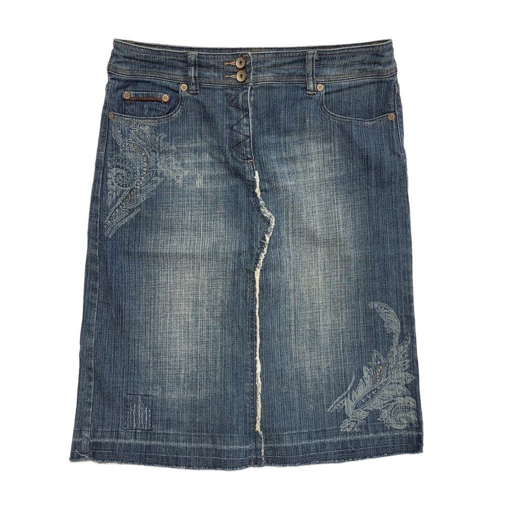 Next Vintage Y2K   Midi A-Line Denim Skirt Womens UK 12 W30