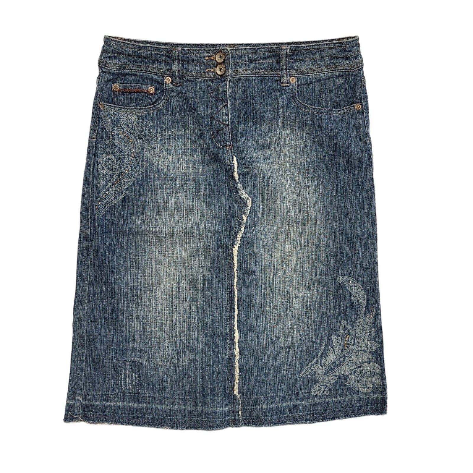 Next Vintage Y2K   Midi A-Line Denim Skirt Womens UK 12 W30