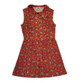 Vintage 70's Delamare Red Collared Floral Fit & Flare Retro Dress Womens UK 12