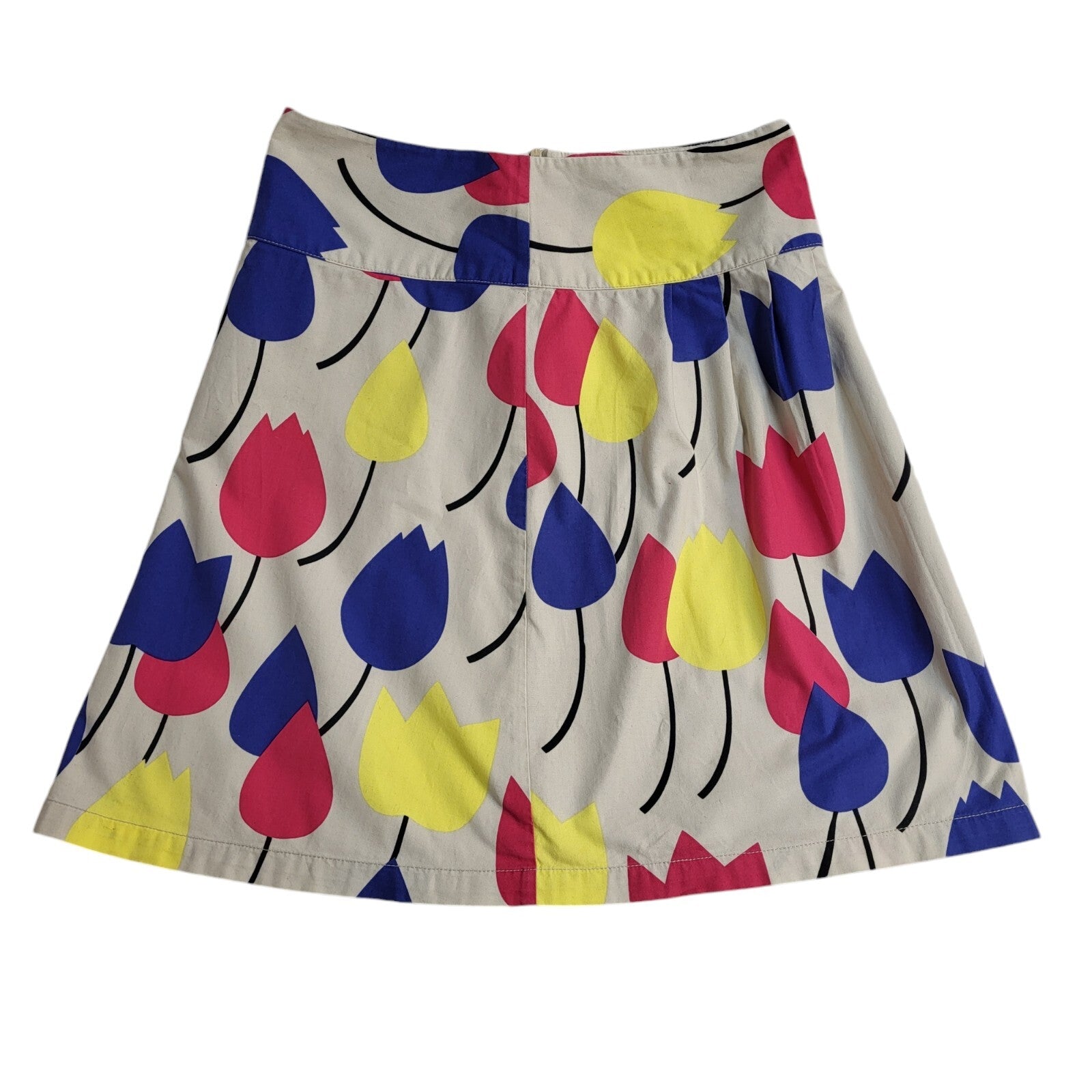 Laura Ashley 90's Vintage Beige Blue Floral Skirt Uk Women's Size 12