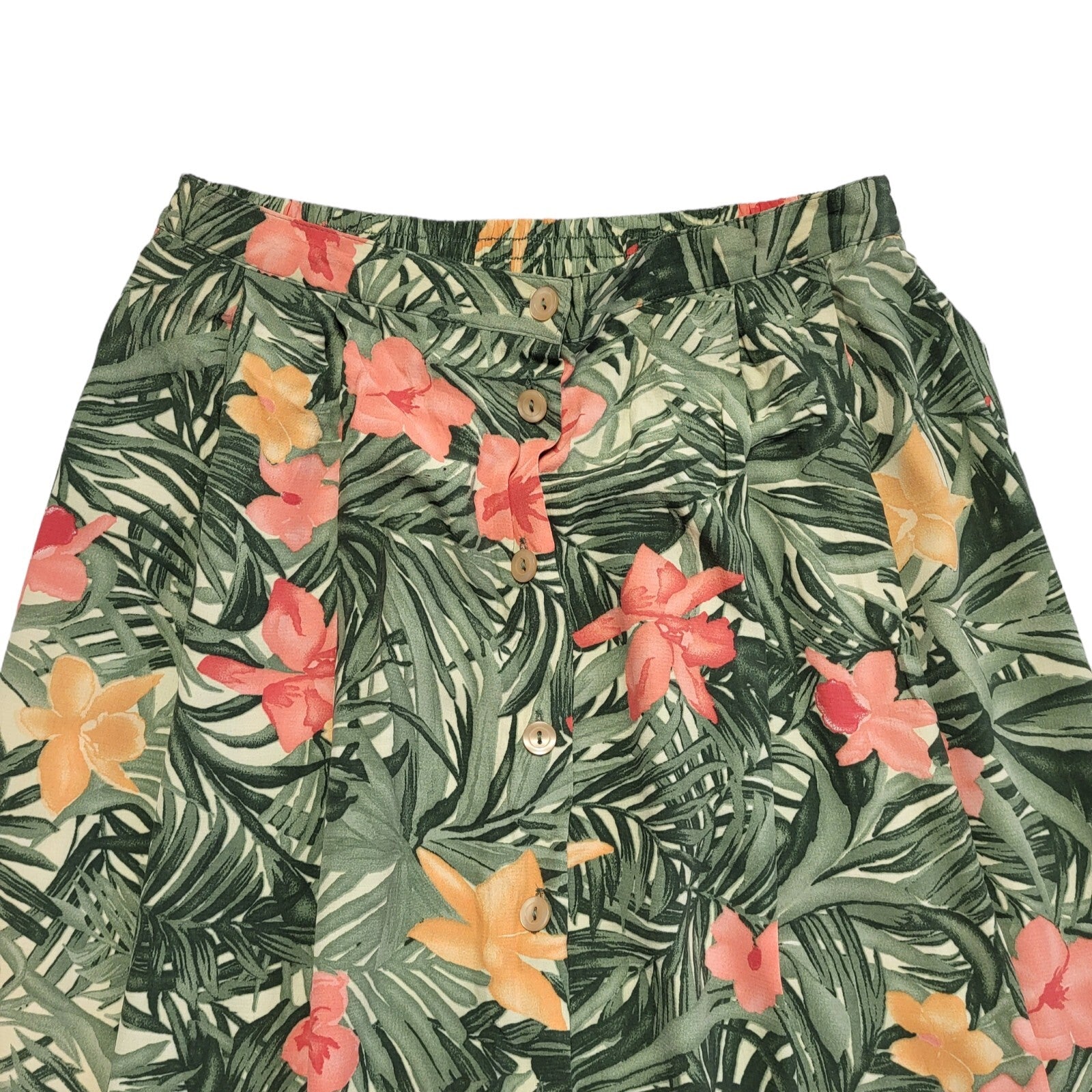 Holmewood Vintage 90s Green Pink Floral Skirt Uk Women's Size 12