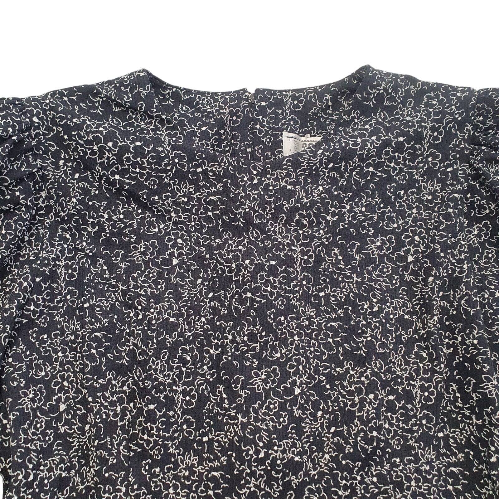 Dorothy Perkins Vintage 90s Black & White Floral Prairie Dress Womens UK Size 14