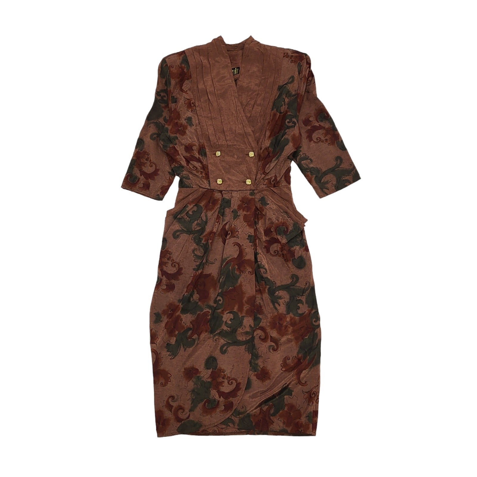 80s Vintage Tazzia Brown Pencil Dress Women's Size 8/10