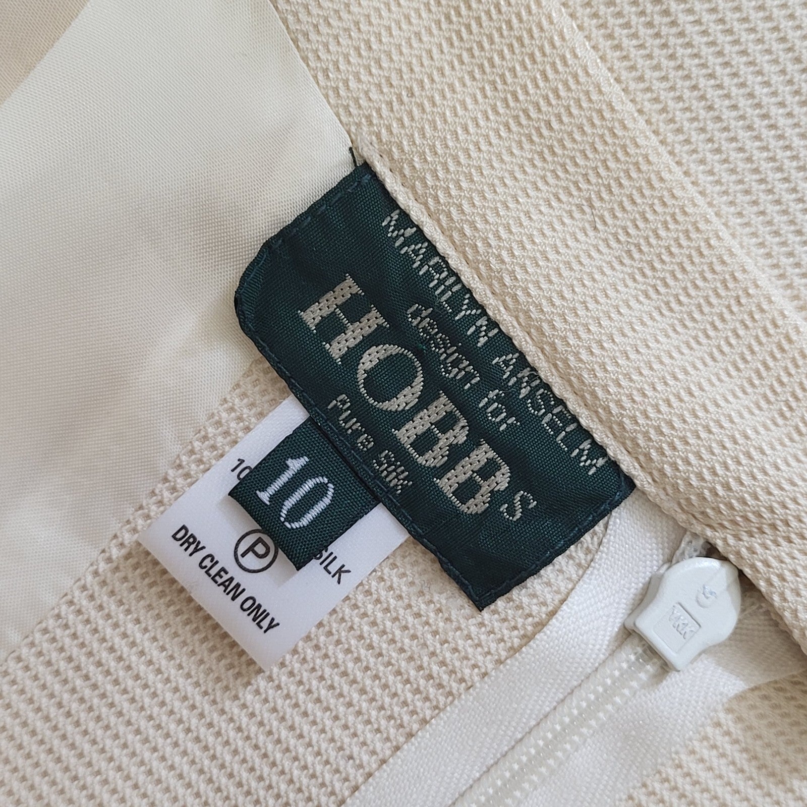 Hobbs Vintage 80's Cream Knee Length Silk Skirt Womens UK Size 10 W28