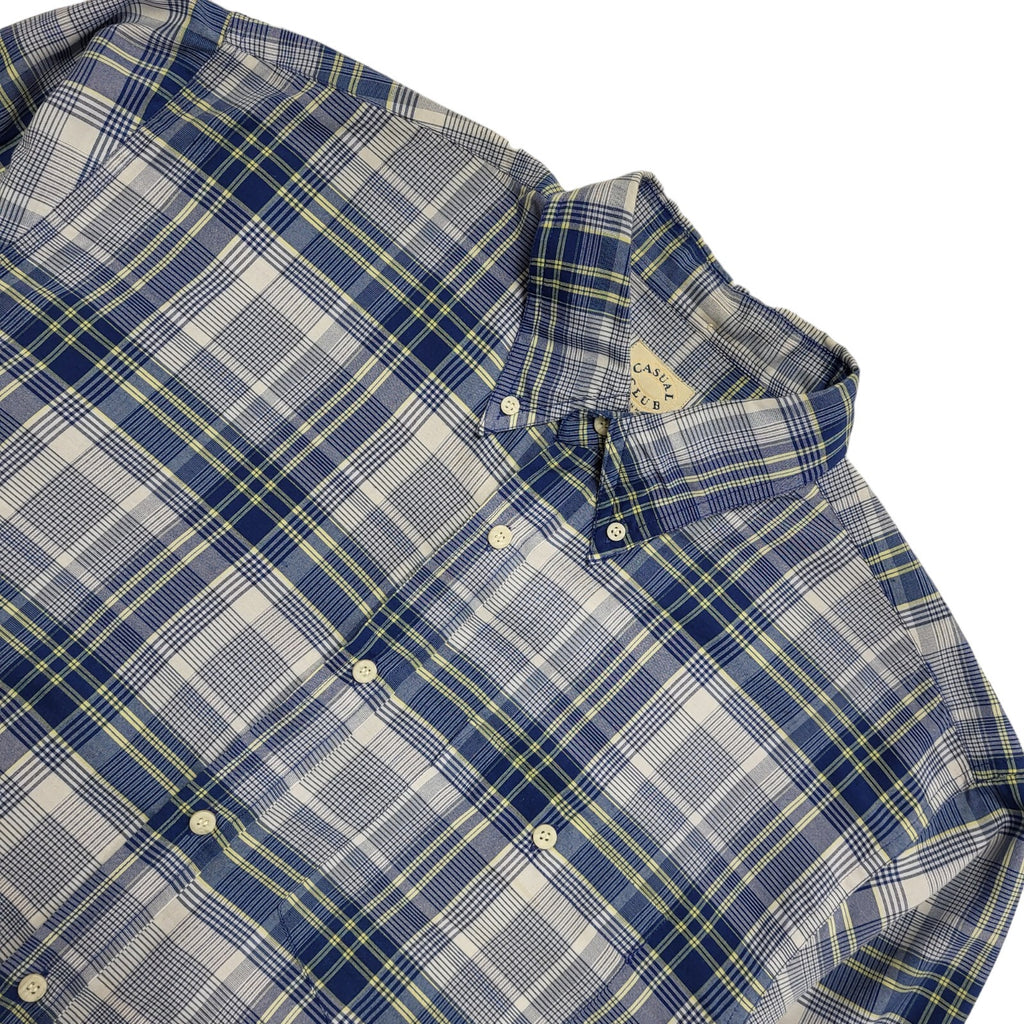 Casual Club 90's Vintage Blue & Yellow Check Shirt Uk Men's Medium